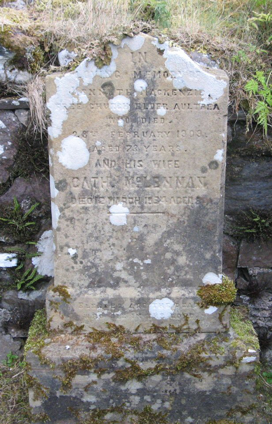 Photo of headstones/Catherine McLennan (MacKenzie) died 1934 [1935] MI Gairloch Old